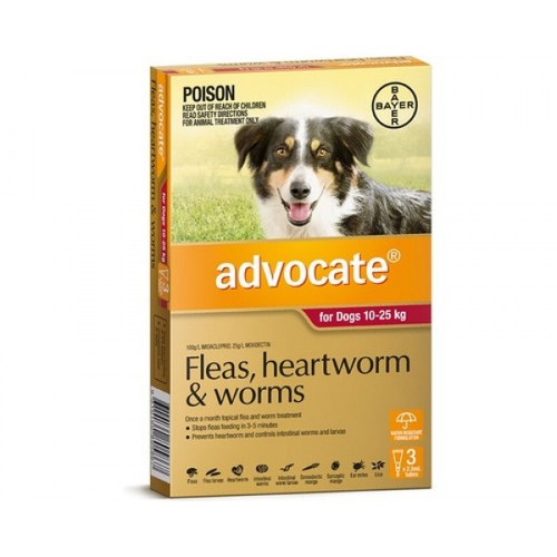 <p style="text-align: justify;">Advocate Flea Heartworm and Worms Treatment for Dogs 10 - 25kg 3 Months Supply Red</p>