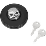 Drag Specialties Locking Gas Cap - Skull - Non-Vented - Gloss Black