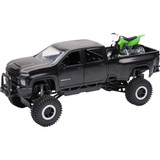 Chevrolet 3500Hd Offroad Pick Up W/ Dirt Bike - 1:32 Scale - Black/Green Ss-37596