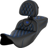 Roadsofa Extended Reach Seat - Lattice Stitch - Blue Stitch - With Backrest - Fl '08-'23 808-07B-184B1 Roadsofa Extended Reach Seat - Lattice Stitch - Blue Stitch - With Backrest - Fl '08-'23 808-07B-184B1