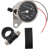 Drag Specialties 2.4" Kph Mini Led Mechanical Speedometer/Indicators/Trip - Chrome Housing - Black Face - 2:1