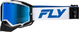 Fly Racing 37-4104 Zone Elite Snw Goggle Wht/Blue W/Drk Blu Mir/Plrzd Smoke Lens