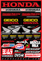D-Cor 40-10-114 Team Geico Honda Decal Sheet 12"X18"
