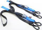 Powertye Tie-Down Cam Sec Hook Soft-Tye 1.5"X6' Black/Blue Pair 29623-S