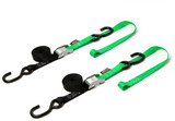 Powertye 23625 Tie-Down Cam S-Hook Soft-Tye 1"X6' Black/Green Pair