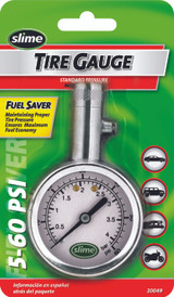 Slime 20049 5-60 Psi Dial Gauge W/Bleed Valve Chrome