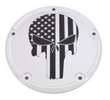 Custom Engraving Patr22-67 6 M8 Softail Derby Cover Punisher Chrome