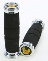 Emgo Roadhawk Grips Black W/Chrome End Cap 7/8"X5.5" 42-40600