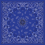 Bobster B002 Bandanna, 100% Cotton, Navy Paisley, Premium 22 X 22 In.