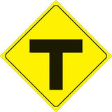 Voss Signs Yellow Plastic Reflective Sign 12" - T-Intersection 436 T YR