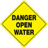 Voss Signs Yellow Plastic Reflective Sign 12" - Danger Open Water