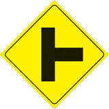 Voss Signs Yellow Plastic Reflective Sign 12" - Right T-Intersection 466 RT YR