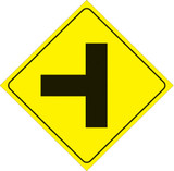 Voss Signs Yellow Plastic Reflective Sign 12" - Left T-Intersection