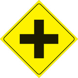 Voss Signs Yellow Plastic Reflective Sign 12" - 4-Way Intersection