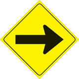 Voss Signs Yellow Plastic Reflective Sign 12" - Arrow