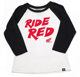 Factory Effex Honda Ride Red Yth Baseball Shirt/ Black-White L 22-83314