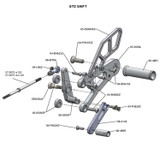 05-0502B 2013-17 Triumph Daytona 675 Rearset  - STD Shift w/o QS