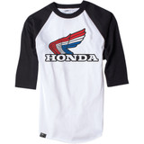 Factory Effex Vintage Honda Baseball T-Shirt - White/Black - Large 17-87334