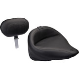Mustang Wide Solo Seat - With Backrest - Vintage - Black - Smooth - Flst '00-'05 79121 Mustang Wide Solo Seat - With Backrest - Vintage - Black - Smooth - Flst '00-'05 79121