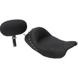 Mustang Wide Solo Seat - With Backrest - Black - Studded W/Concho - Fl '08+ 79602 Mustang Wide Solo Seat - With Backrest - Black - Studded W/Concho - Fl '08+ 79602