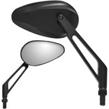 Parts Unlimited Mirror - X-Treme Mini - Side View - Teardrop - Billet - Short - Black - Each