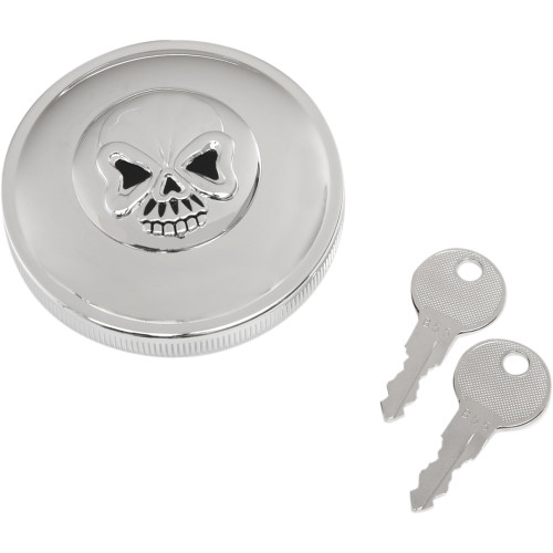 Drag Specialties Locking Gas Cap - Skull - Non-Vented - Chrome Drag Specialties Locking Gas Cap - Skull - Non-Vented - Chrome