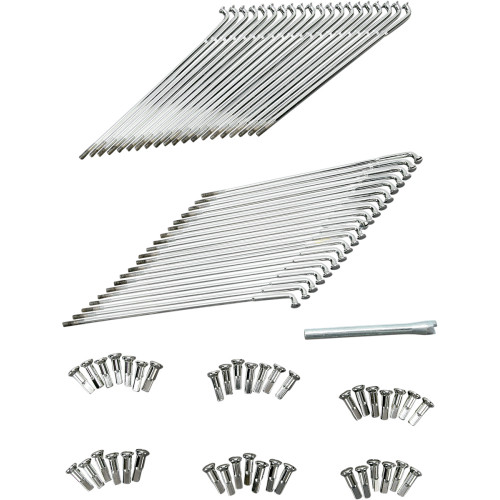 Drag Specialties Spoke Set - Drop Center - Custom 40-Spoke - Front - Chrome - 21"