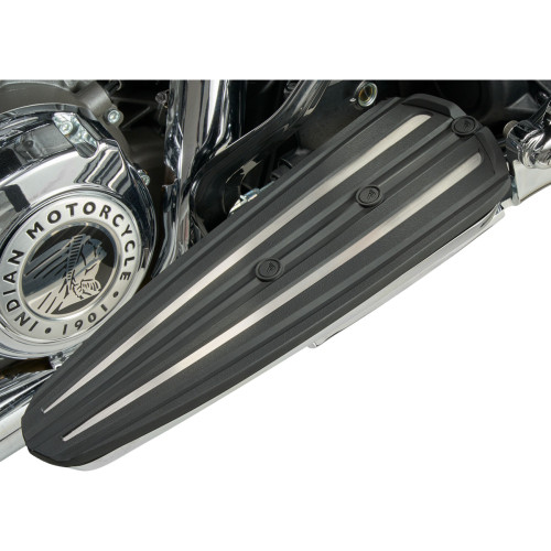 Ciro Rydeculture Charles Chapa Floorboard Inserts - Black W/ Stainless Steel Accents - Indian 6R004 Ciro Rydeculture Charles Chapa Floorboard Inserts - Black W/ Stainless Steel Accents - Indian 6R004
