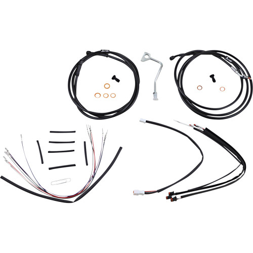 Burly Brand Complete Black Vinyl Handlebar Cable/Line Kit For Ape Hanger Handlebars - 14" - Abs B30-1179
