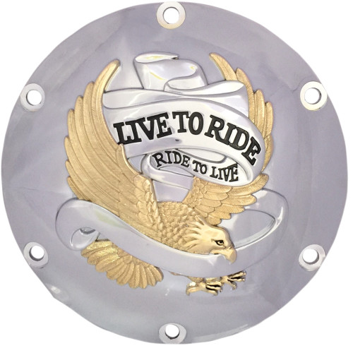 Drag Specialties Live To Ride Derby Cover - 6-Hole - Gold