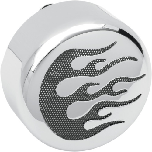 Drag Specialties Horn Cover - Chrome - Black Flame Drag Specialties Horn Cover - Chrome - Black Flame