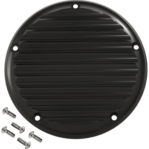 Derby Cover - 5 Hole - Finned - Black - M8 Softail 06-965-1 Derby Cover - 5 Hole - Finned - Black - M8 Softail 06-965-1