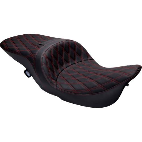 Drag Specialties Freedom Seat - Vinyl - Double Diamond Red Stitch - Flh '97-'07 Drag Specialties Freedom Seat - Vinyl - Double Diamond Red Stitch - Flh '97-'07