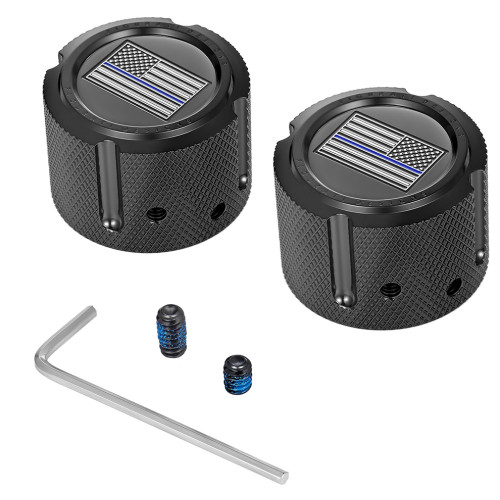 Figurati Designs Axle Nut Cover - Front - Stainless Steel - Stainless Steel - Blue Line Flag - Black Fd71-Fac-Bk Figurati Designs Axle Nut Cover - Front - Stainless Steel - Stainless Steel - Blue Line Flag - Black Fd71-Fac-Bk