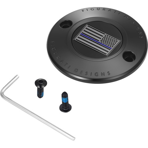 Figurati Designs Timing Cover - 2 Hole - Blue Line American Flag - Black Fd71-Tc-2H-Blk Figurati Designs Timing Cover - 2 Hole - Blue Line American Flag - Black Fd71-Tc-2H-Blk
