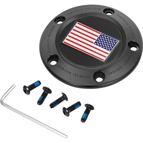 Figurati Designs Timing Cover - 5 Hole - American Flag - Reversed - Black Fd21R-Tc-5H-Blk Figurati Designs Timing Cover - 5 Hole - American Flag - Reversed - Black Fd21R-Tc-5H-Blk