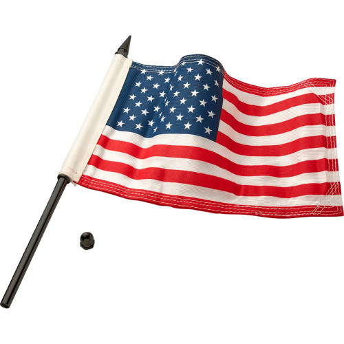 Flag Pole - 12" - With 6"X9" American Flag - Satin Black 70612