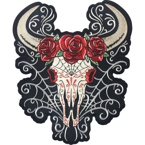 Lethal Threat D.O.D Western Skull Large Embroidered Patch - Large Lt30228
