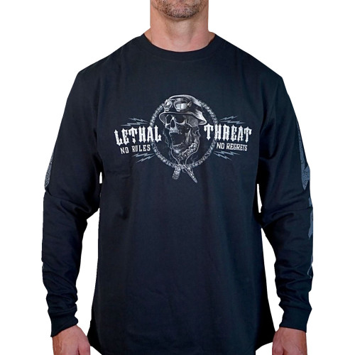 Lethal Threat Flash And Bones Long-Sleeve T-Shirt - Black - 4Xl Ls20889-4Xl