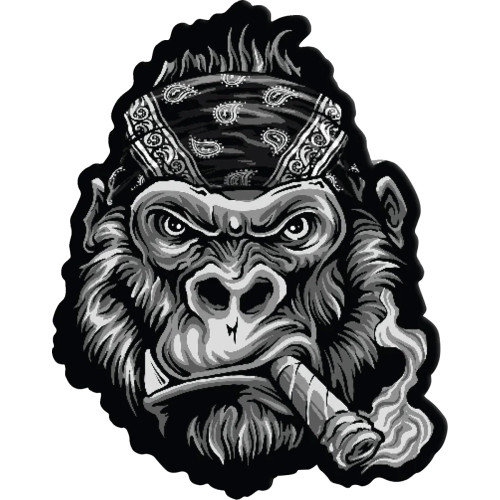 Lethal Threat Gorilla Biker Bandana Embroidered Patch - Large Lt30214 Lethal Threat Gorilla Biker Bandana Embroidered Patch - Large Lt30214