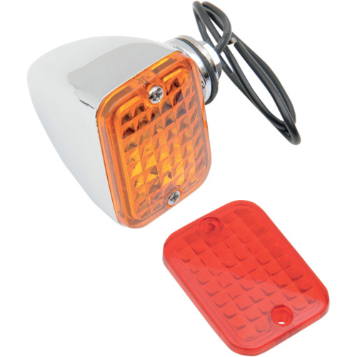 Drag Specialties Rectangular Market Light - Single Filament - Amber/Red