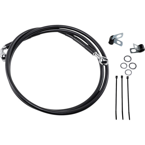 Drag Specialties Brake Line - Front - Black - +8"