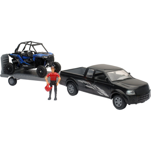 Pick Up Truck W/ Polaris Rzr Xp1000 - 1:18 Scale - Black/Blue Ss-37426E