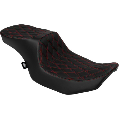 Drag Specialties Seats Seat Peformance Predator 2-Up Double Diamond Red Vinyl