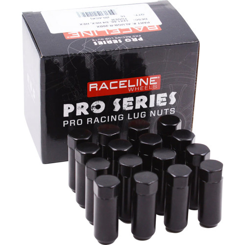 Raceline Wheels Lug Nuts - Military - 3/4" Hex - 12 Mm X 1.5 - Black - 16 Pack Alugb-R-20Bx
