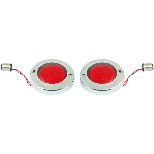 Custom Dynamics Led Flat Turn Signals - 1156 - Chrome - Red Lens Pb-Fb-R-1156Cr
