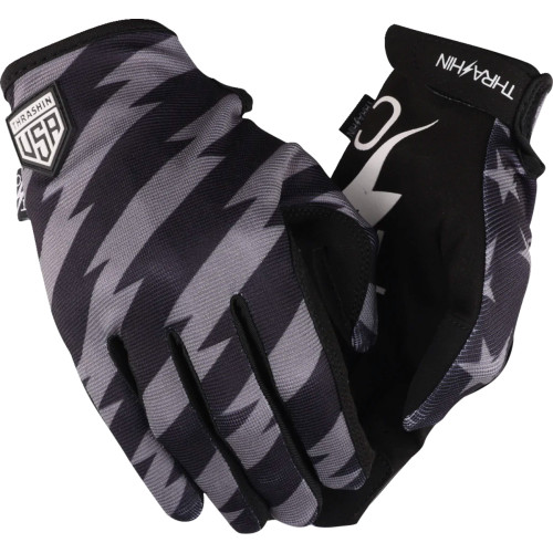 Thrashin Supply Co. Stars & Bolts Stealth Gloves - Black/Gray - Small Sv1-13-08