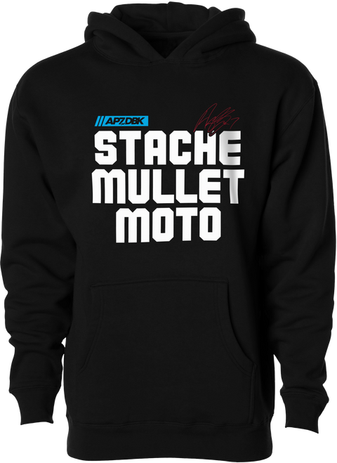 Dbk Yhap-Stachemull-Xl Stache Mullet Moto Yth Hoodie Black Yx