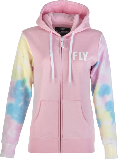 Fly Racing 358-0071X Women'S Fly Tie-Dye Zip Up Hoodie Pink/Yellow/Blue Xl