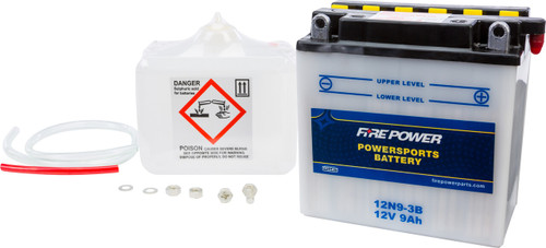 Fire Power Battery W/Acid 12N9-3B 12V 12N9-3B Fire Power Battery W/Acid 12N9-3B 12V 12N9-3B
